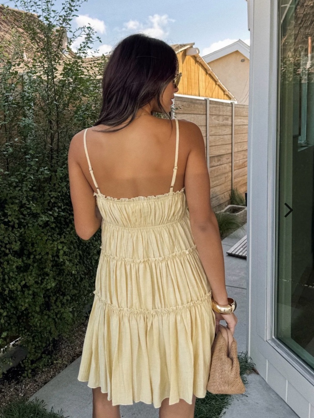 Indie Tiered Cream Mini Dress with Spaghetti Straps - Picture 2 of 2